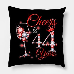 Cheers To 44 Years Old 44th Birthday Queen Diamond Pillow