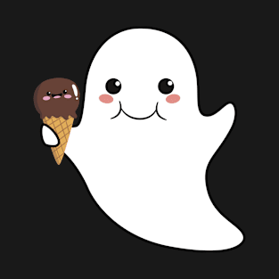 Cute kawaii halloween ghost with an ice-cream cone T-Shirt