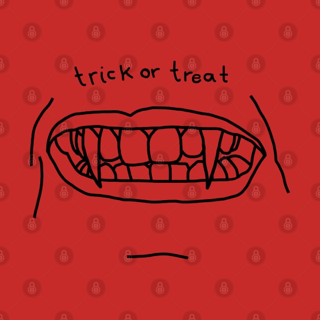 Halloween Horror Trick or Treat Fangs Line Art by ellenhenryart