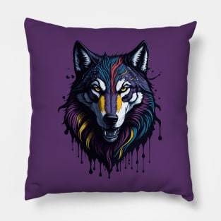 Dark Wolf Illustration Pillow