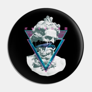 Vaporwave Poseiden Statue Bust Retro 80s King Of The Sea Art Pin