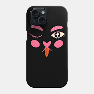 Cute black cat face illustration Phone Case