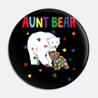 Cute Aunt Bear Autism Awareness Month Familys Pin