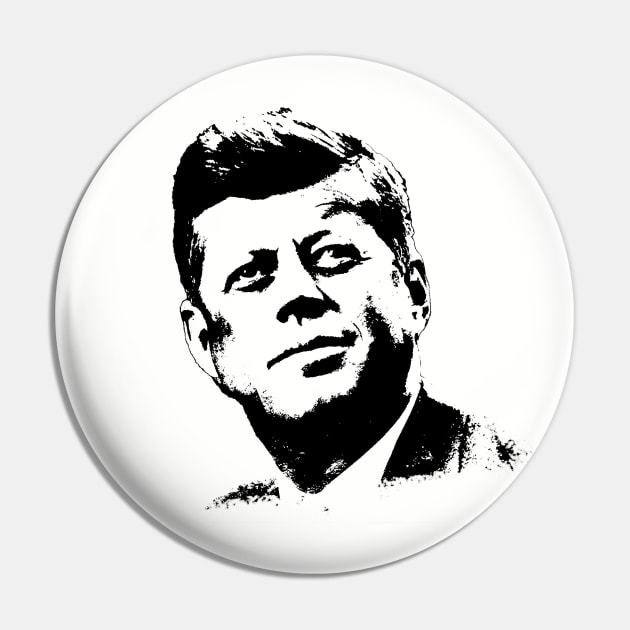 John F. Kennedy Portrait Pop Art Black White Pin by phatvo