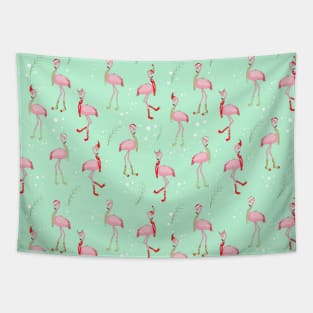 Cute Christmas pink flamingo pattern Tapestry