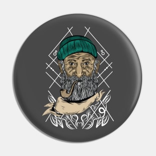 old man and cigarette Pin