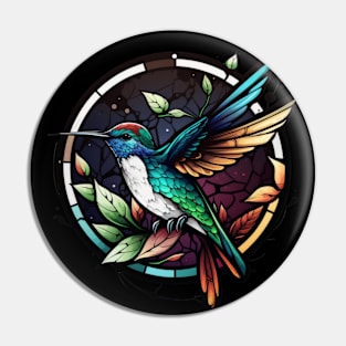 Hummingbird Bird Animal Portrait Stained Glass Wildlife Outdoors Adventure Pin