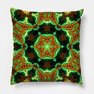 Psychedelic Hippie Green and Orange Pillow