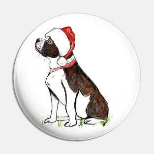 Staffordshire bull terrier wearing Santa hat Christmas Pin