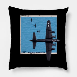 B17 Flying Fortress WW2 bomber airplane over the sea Pillow
