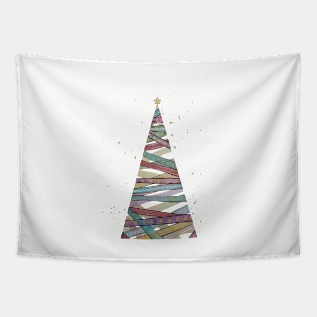 Watercolor Washi Tape Christmas Tree Tapestry by Jessfm