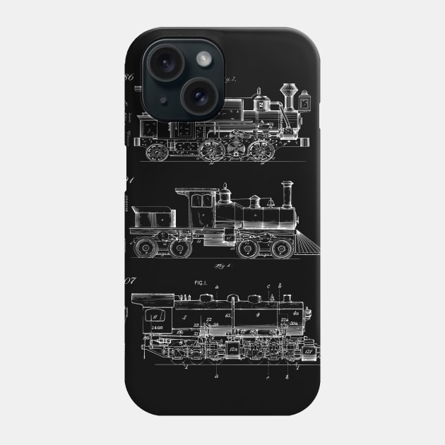 Vintage Steam Trains Patent Print Phone Case by MadebyDesign