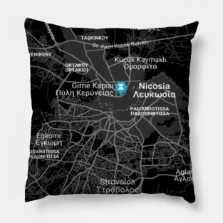 Nicosia black map Pillow