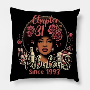 Vintage 31st Birthday Chapter 31 Born 1993 Black Afro Girl Pillow