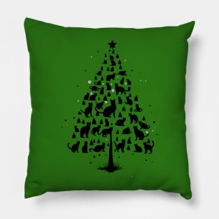 Cat Lover Christmas Tree Pillow