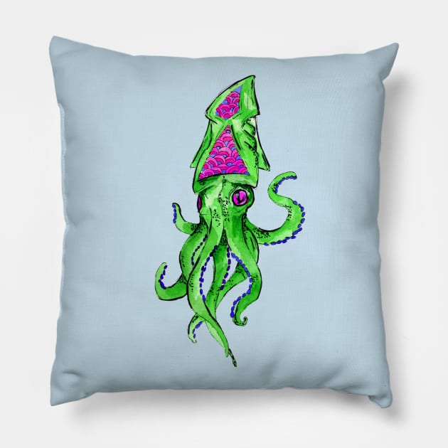 Green Octopus Pillow by ZeichenbloQ