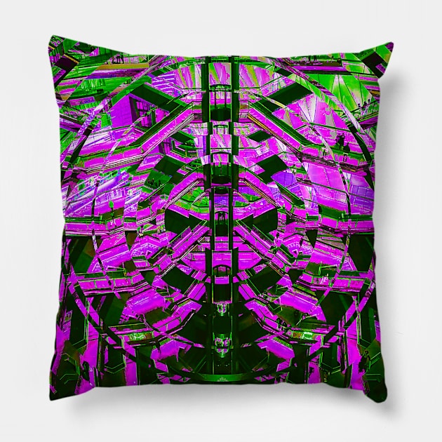 The Vessel NYC Vaporwave Glitch Art Pillow by GLITCH.HUB