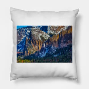 Snowy Bridalveil Falls Pillow