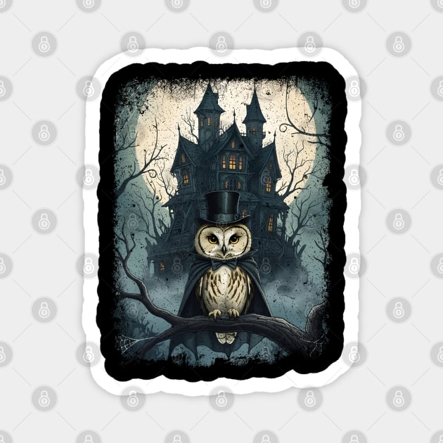 Twas a Dark and Scary Night, fun spooky Halloween owl design Magnet by Luxinda
