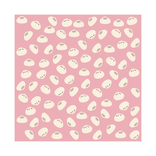 Cute Dumplings Print on Pink Background by kapotka