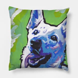 white German Shepherd Dog Bright colorful pop dog art Pillow