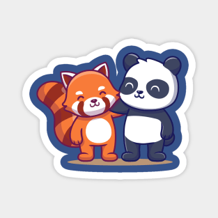 Panda And Her Cute Friend Magnet