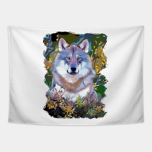 Print with colored wolf Tapestry by SwetlanaArt