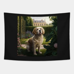 Dog at French Garden Tapestry