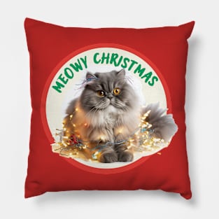 Meowy Christmas Cat Pillow