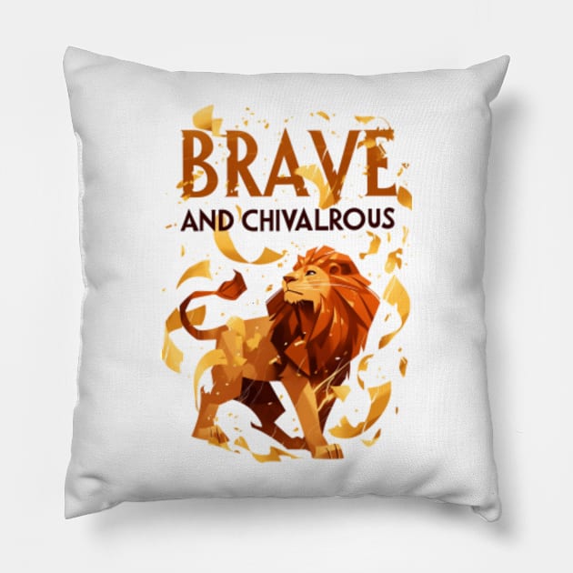 Brave and Chivalrous - Majestic Lion - Fantasy Pillow by Fenay-Designs