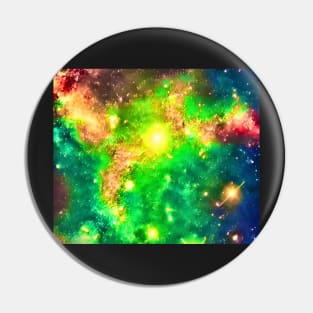 Glowing Green Nebula with Galaxies - Astronomer Gift Pin