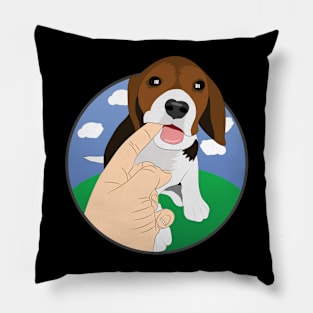 Beagle Puppy biting finger Pillow