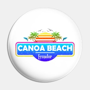 Canoa Beach Ecuador, Palm Trees Sunset Summer Pin