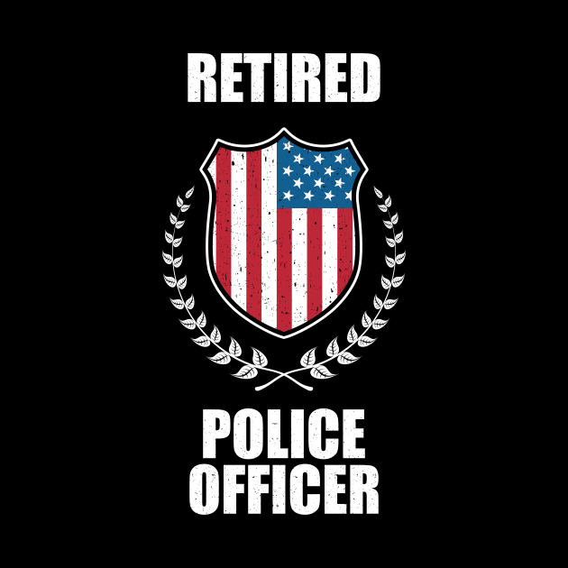 Retired Police Officer Proud Patriotic Officer American Flag by 5StarDesigns