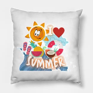 I Love Summer Sun Ocean Pillow