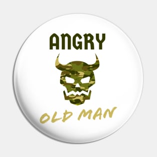 Angry Old Man Camouflage Skull Mens Pin
