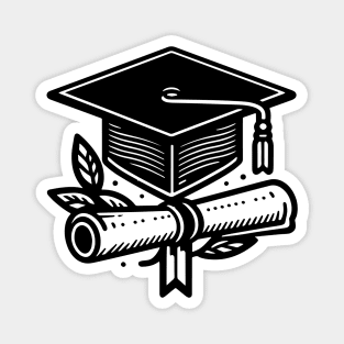 Classic Mortarboard and Diploma Magnet