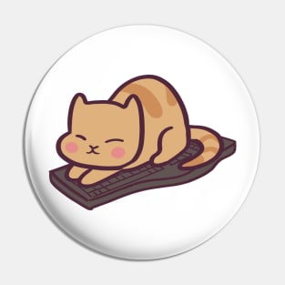 Adorable cartoon cat sitting on keyboard Pin