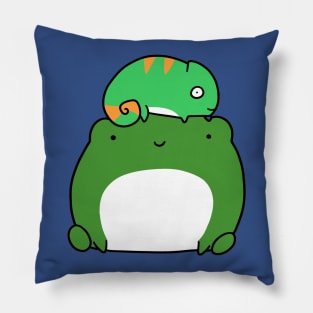 Frog and Little Chameleon Pillow