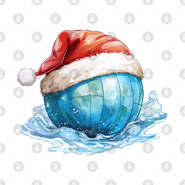 Christmas Waterpolo Ball in Santa Hat by Chromatic Fusion Studio