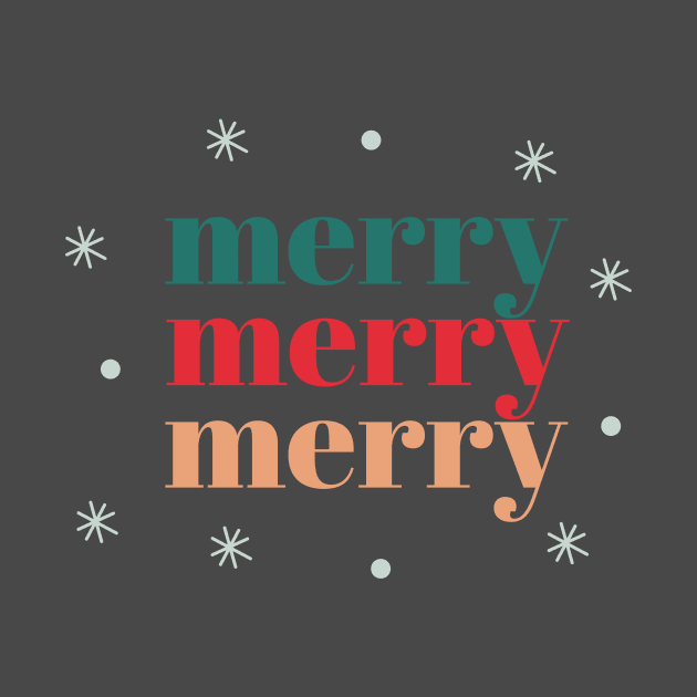 Festive 'Merry Merry Merry' Holiday Shirt by AwkwardTurtle