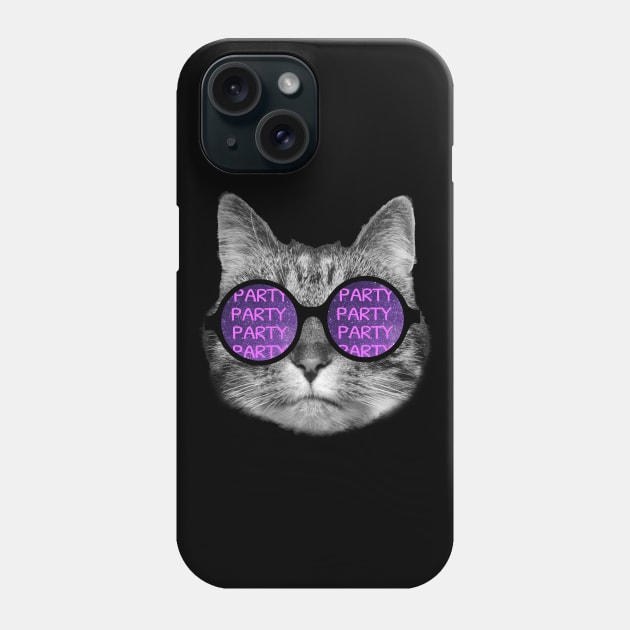 Party cat wearing party glasses Phone Case by Purrfect