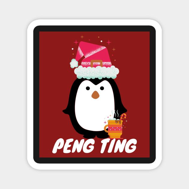 Peng ting christmas penguin British Slang Magnet by LukjanovArt