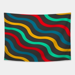 Abstract Retro Waves Tapestry