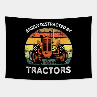 Retro Easily Distracted By Tractors Tapestry