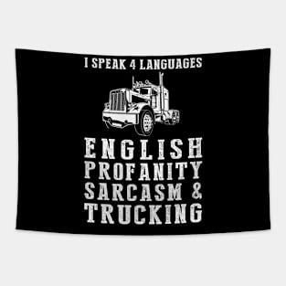 Rolling with Humor! Funny '4 Languages' Sarcasm Truck Tee & Hoodie Tapestry