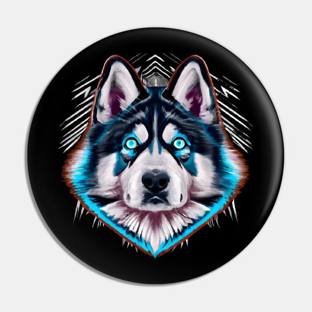 Alaskan Malamute Tribal Design Pin by Furrban