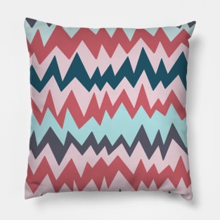 Modern minimalist zigzag in teal, navy blue and berry pink Pillow