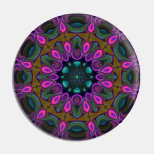 Psychedelic Mandala Purple and Teal Pin