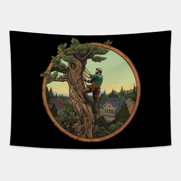 Arborist Working On A Tree Tapestry by Piggy Boxer